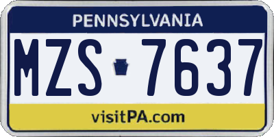 PA license plate MZS7637