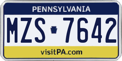 PA license plate MZS7642