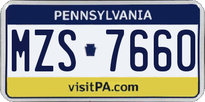 PA license plate MZS7660