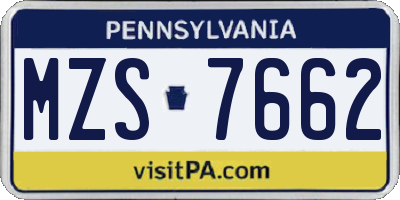 PA license plate MZS7662