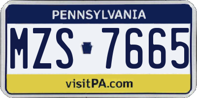 PA license plate MZS7665