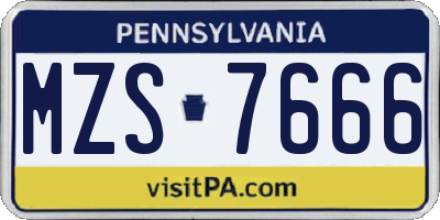 PA license plate MZS7666