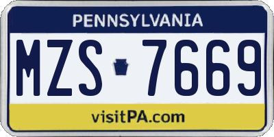 PA license plate MZS7669