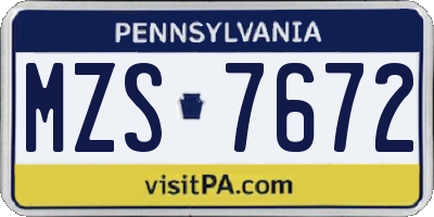 PA license plate MZS7672