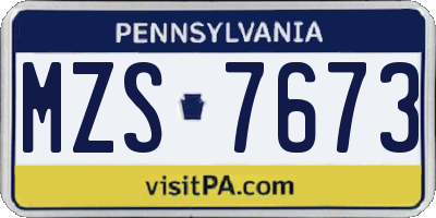 PA license plate MZS7673