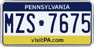 PA license plate MZS7675