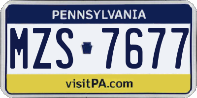 PA license plate MZS7677
