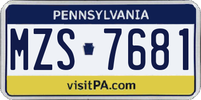 PA license plate MZS7681
