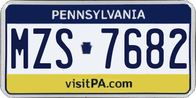 PA license plate MZS7682