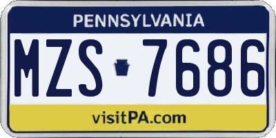 PA license plate MZS7686