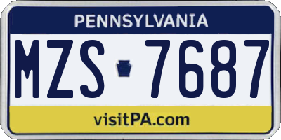 PA license plate MZS7687