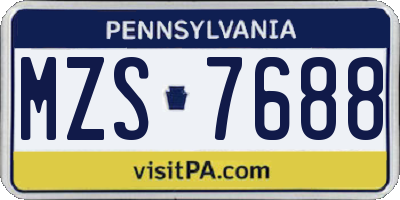 PA license plate MZS7688