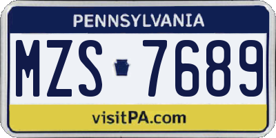 PA license plate MZS7689