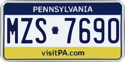 PA license plate MZS7690