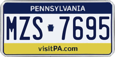 PA license plate MZS7695