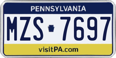 PA license plate MZS7697