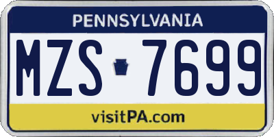 PA license plate MZS7699