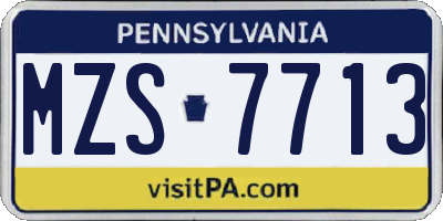 PA license plate MZS7713