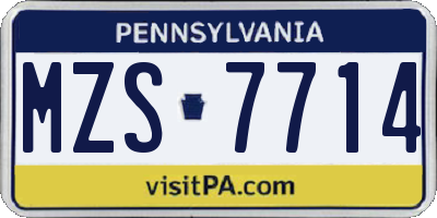 PA license plate MZS7714