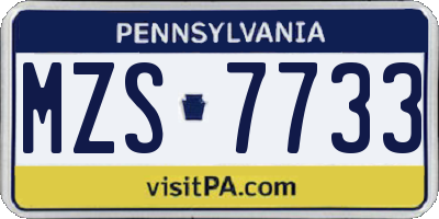PA license plate MZS7733
