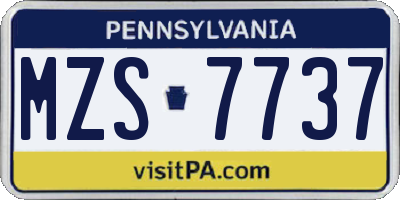 PA license plate MZS7737