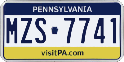 PA license plate MZS7741