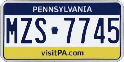 PA license plate MZS7745