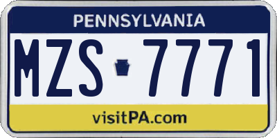 PA license plate MZS7771