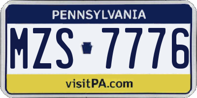 PA license plate MZS7776