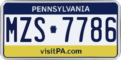 PA license plate MZS7786