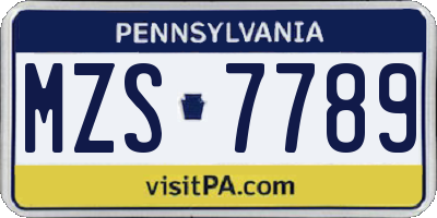 PA license plate MZS7789