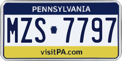 PA license plate MZS7797