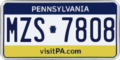 PA license plate MZS7808