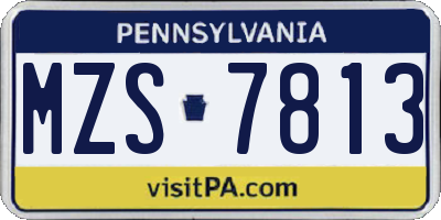 PA license plate MZS7813