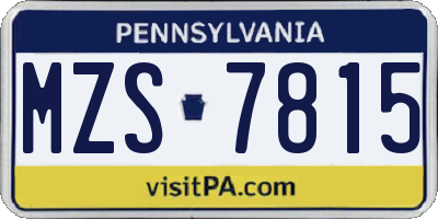PA license plate MZS7815