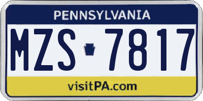 PA license plate MZS7817