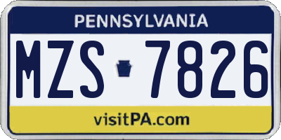 PA license plate MZS7826