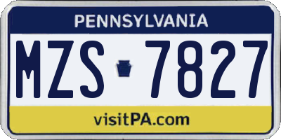 PA license plate MZS7827