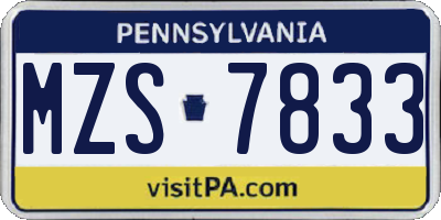 PA license plate MZS7833
