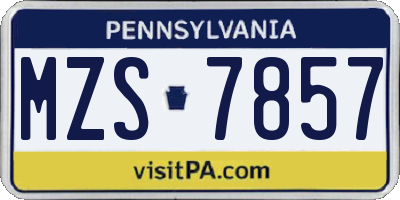 PA license plate MZS7857