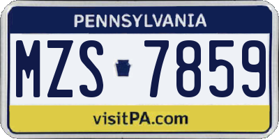 PA license plate MZS7859