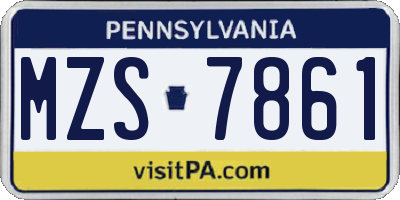 PA license plate MZS7861