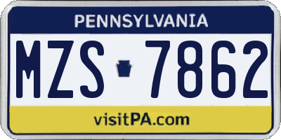 PA license plate MZS7862