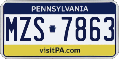 PA license plate MZS7863