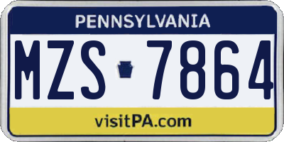 PA license plate MZS7864