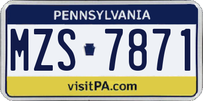 PA license plate MZS7871