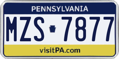 PA license plate MZS7877