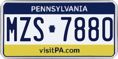PA license plate MZS7880
