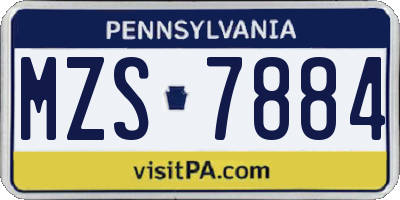 PA license plate MZS7884