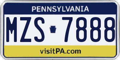 PA license plate MZS7888